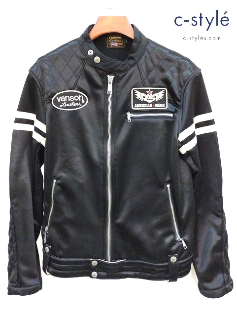 VANSON バンソン ナイロンライダースジャケット L ブラック ジップアップ