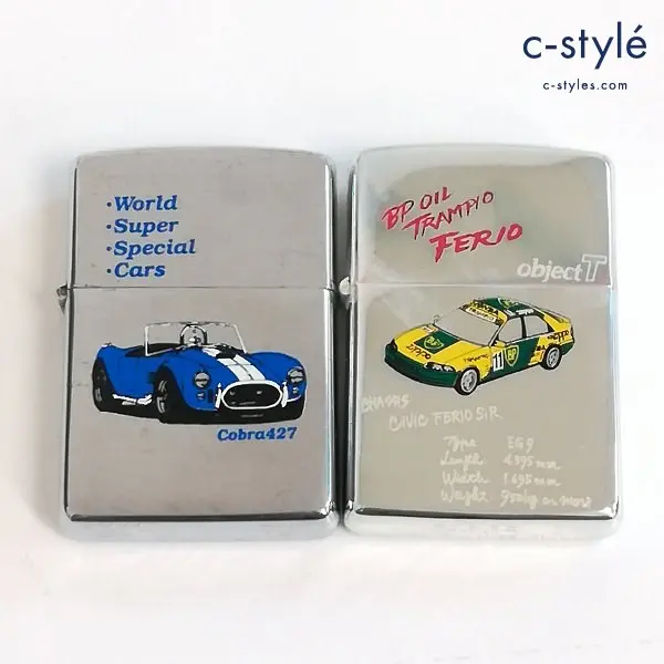 ZIPPO オイルライター World Super Special Cars Cobra427 BP OIL TRAMPIO FERIO シルバー 計2点 喫煙具