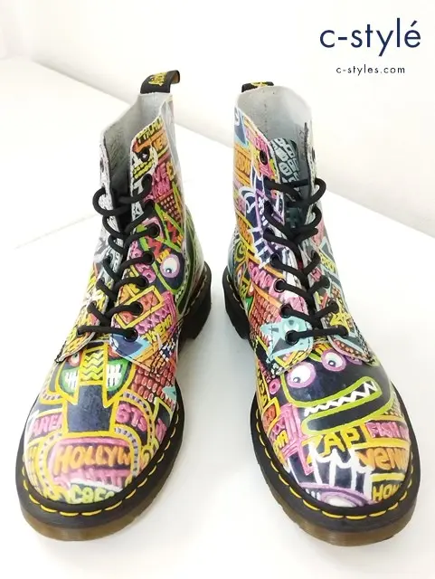 Dr.Martens × Mark Wigan 8ホールブーツ UK8 マルチカラー PASCAL ペイント 総柄 シューズ 靴