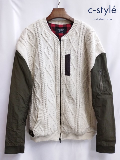 glamb グラム ニットジャケット 3 ベージュ系 袖MA-1切替