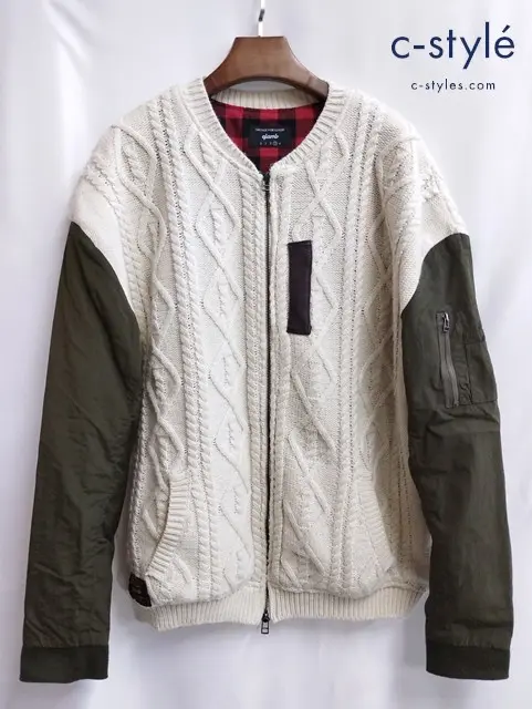 glamb グラム ニットジャケット 3 ベージュ系 袖MA-1切替