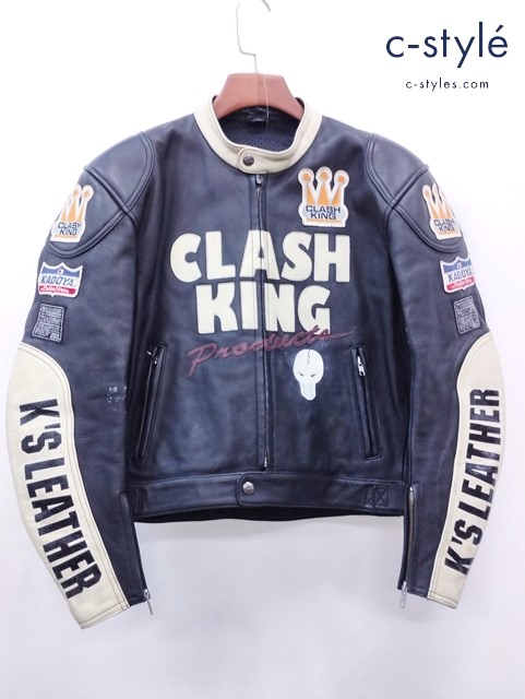 KADOYA カドヤ シングルライダースジャケット L ブラック CLASH KING 牛革 バイク用品
