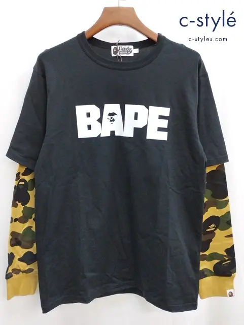 A BATHING APE アベイシングエイプ 長袖Tシャツ L ブラック レイヤードLS.Tシャツ 001LTH801009M