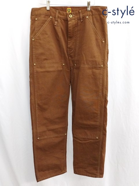 HUMAN MADE ヒューマンメイド ダブルニーペインターパンツ L ブラウン コットン100%