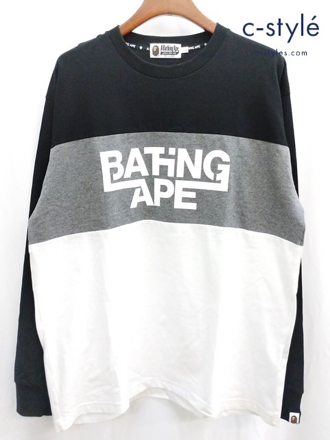 A BATHING APE アベイシングエイプ 長袖Tシャツ L ブラック系 LSロゴTシャツ 001LTH301001X