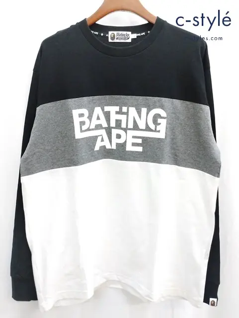 A BATHING APE アベイシングエイプ 長袖Tシャツ L ブラック系 LSロゴTシャツ 001LTH301001X