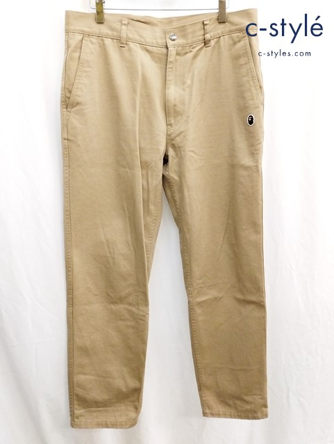A BATHING APE アベイシングエイプ パンツ L ベージュ ロゴ刺繍チノ 001PTH801013M