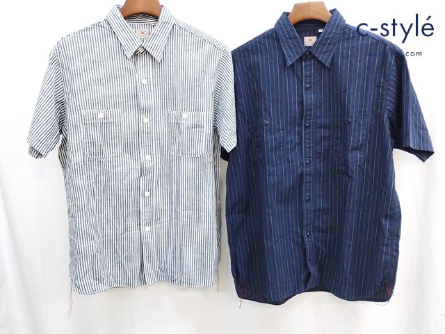 SUGAR CANE シュガーケーン シャツ XL ネイビー ブルー×ホワイト系 SC38155 SC37928 ストライプ