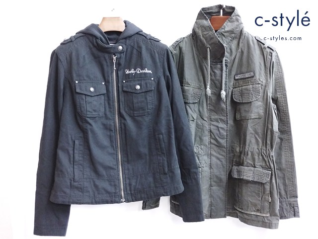 Harley Davidson ハーレーダビッドソン ジャケット L ブラック カーキ レディース