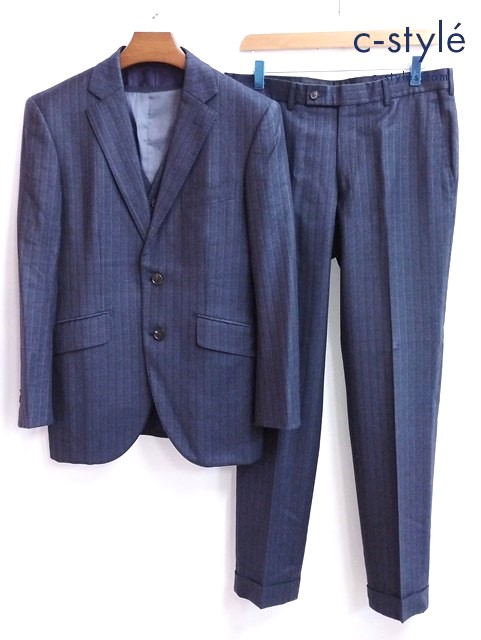 Ermenegildo Zegna エルメネジルドゼニア スーツ cloth 3ピース スーツ ネイビー ストライプ