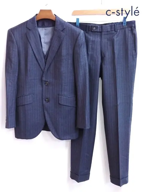 Ermenegildo Zegna エルメネジルドゼニア スーツ cloth 3ピース スーツ ネイビー ストライプ