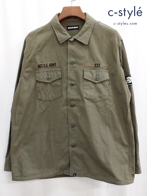 GOD SELECTION XXX ゴッドセレクション トリプルエックス ミリタリーシャツジャケットXL カーキ