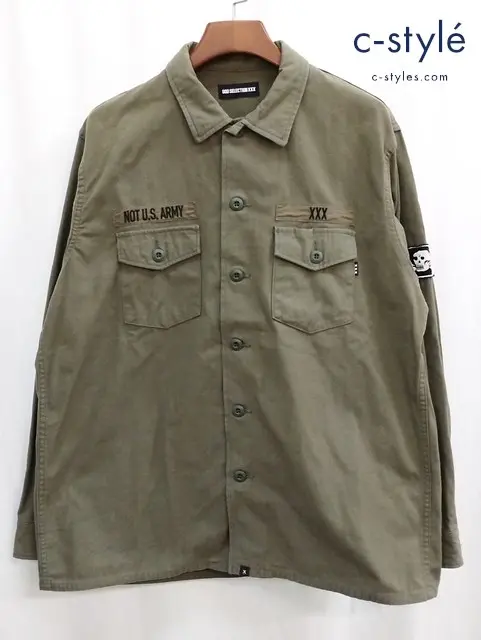 GOD SELECTION XXX ゴッドセレクション トリプルエックス ミリタリーシャツジャケットXL カーキ