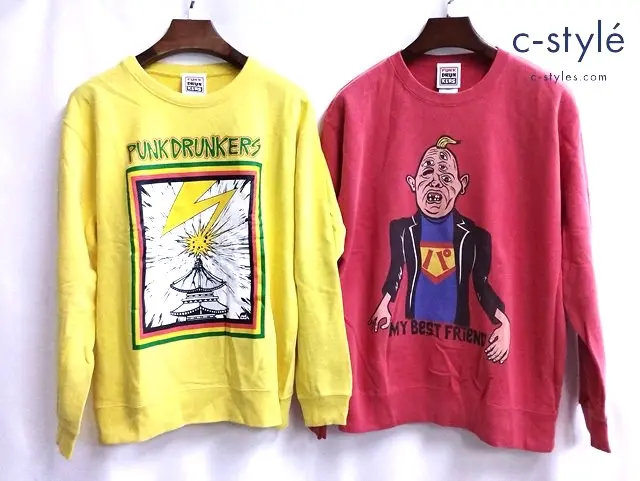 PUNK DRUNKERS パンクドランカーズ トレーナー L レッド イエロー スウェット