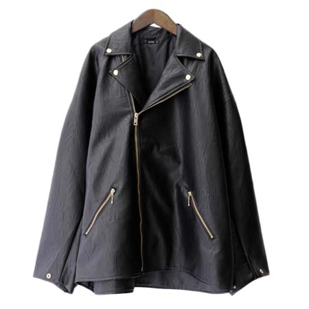 act’m(アクトム) ビッグシルエット フェイクレザー ダブルライダースジャケット