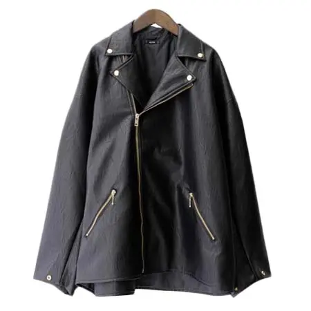 act’m(アクトム) ビッグシルエット フェイクレザー ダブルライダースジャケット
