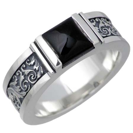 AQUA FORTIS(アクアフォーティス) シルバー リング 指輪 メンズ オニキス クラシカルデザイン 13～21号