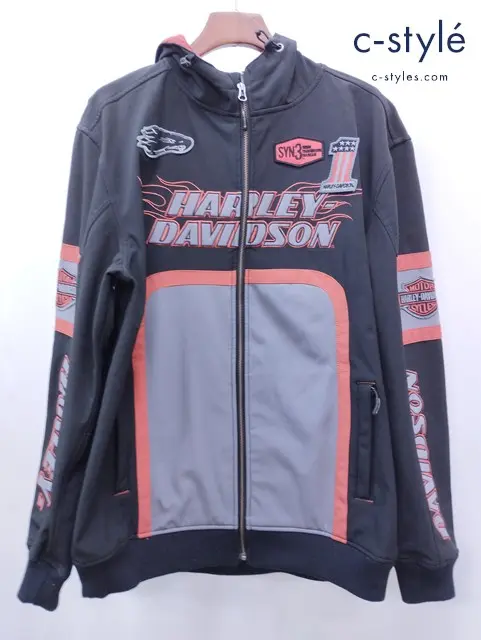 HARLEY-DAVIDSON ジャケット L ブラック×オレンジ Incinerator Softshell Hooded Jacket 98522-12VM