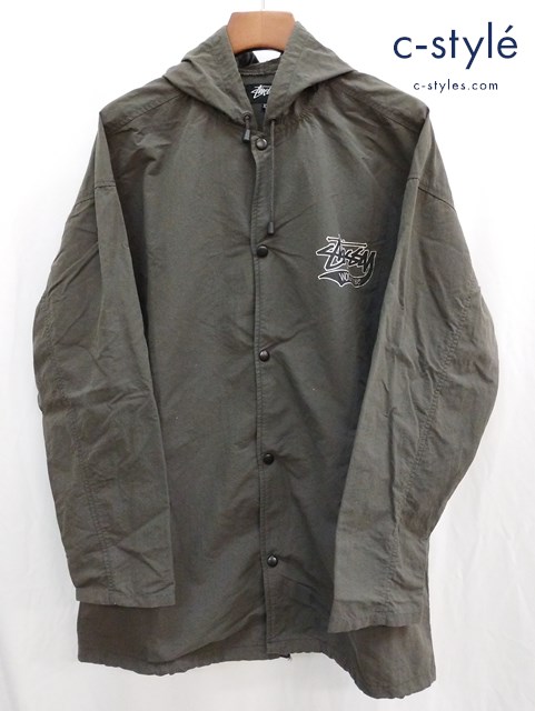STUSSY 80s ステューシー ナイロンジャケット XL カーキ系 OLD STUSSY WORLD TRIBE