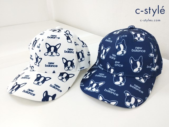 New Balance golf COOLMAX 6パネルキャップ ネイビー ホワイト ボストンテリア柄
