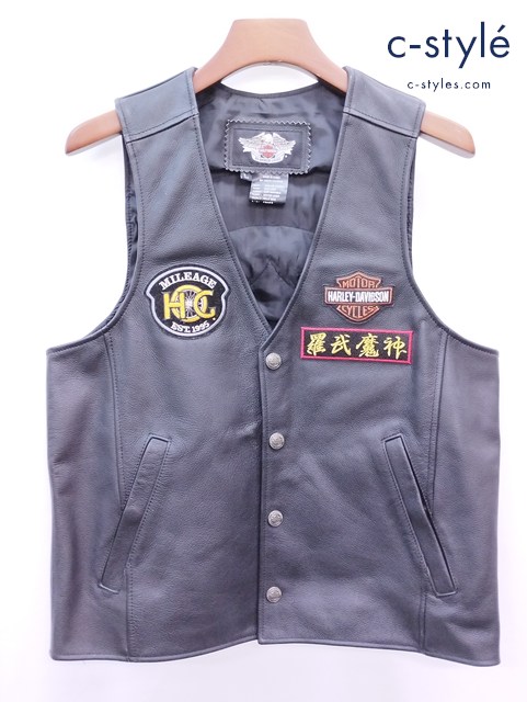 HARLEY-DAVIDSON ハーレーダビッドソン レザーベスト ブラック L 98150-07VA