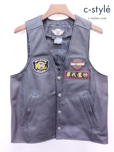 HARLEY-DAVIDSON ハーレーダビッドソン レザーベスト ブラック L 98150-07VA