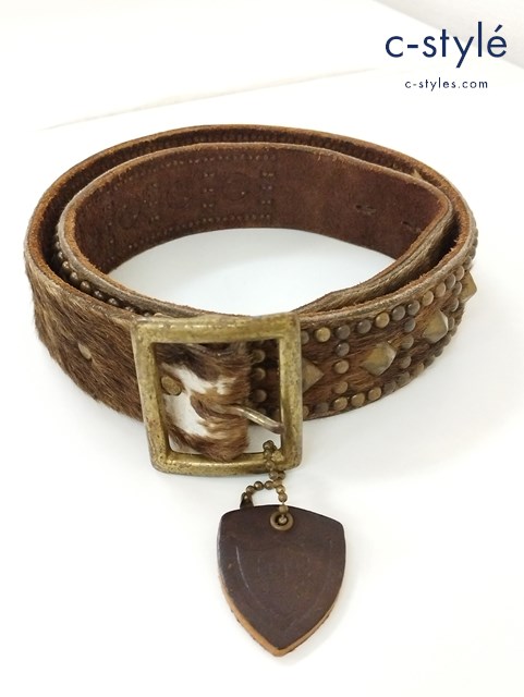 HTC エイチティーシー スタッズベルト 32 ブラウン ハラコ ハリウッドトレーディングカンパニー