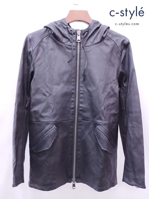 MOONAGE DEVILMENT ムーンエイジデビルメント ジャケット 46 ブラック LEATHER MILLTARY HOODIE mjk-0189