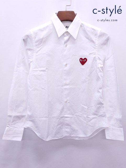 PLAY COMME des GARCONS プレイコムデギャルソン シャツ S ホワイト AZ-B001 綿100％ レディース