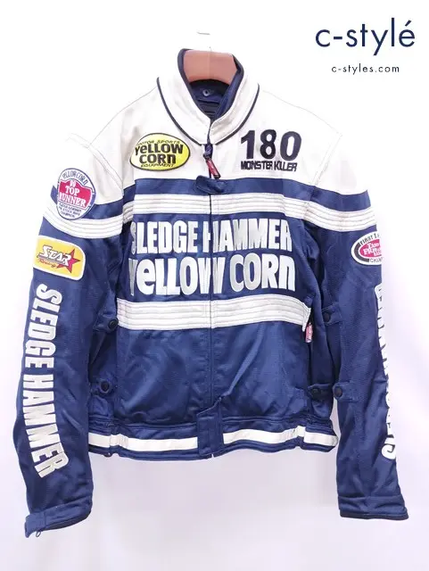 YELLOW CORN イエローコーン スレッジハマーメッシュジャケット 3L ネイビー×ホワイト系 BB-5104