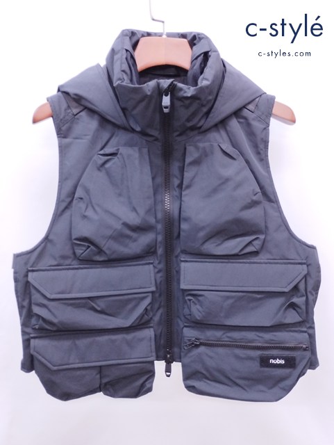nobis ノビス ベスト M/M ブラック VULCAN ダブルジップ フード付きベスト