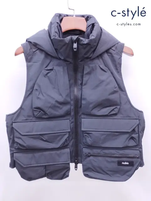 nobis ノビス ベスト M/M ブラック VULCAN ダブルジップ フード付きベスト