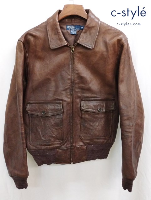 Polo by Ralph Lauren ポロラルフローレン レザージャケット M ブラウン A-2 LEATHER FLIGHT JACKET