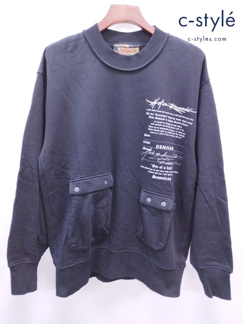DENHAM×ATELIER RESERVE デンハム×アトリエリザーブ トレーナー S ブラック POCKET SWEAT 29201-1-60902
