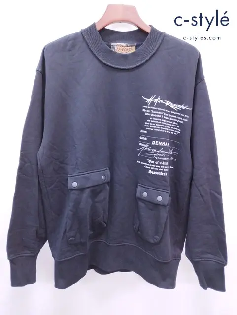 DENHAM×ATELIER RESERVE デンハム×アトリエリザーブ トレーナー S ブラック POCKET SWEAT 29201-1-60902