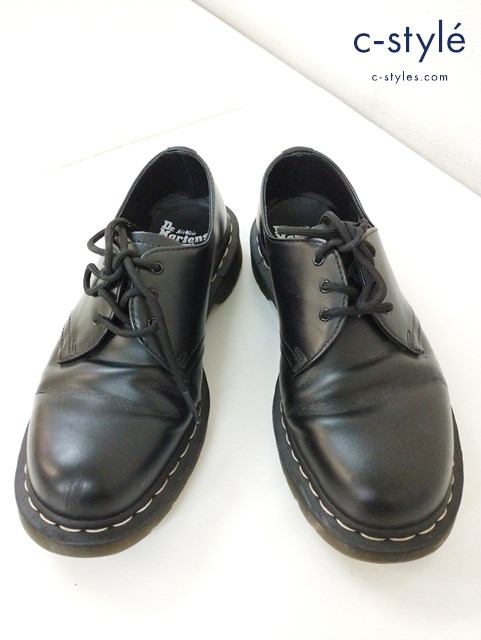 Dr.Martens ドクターマーチン レザーシューズ UK8 ブラック 1461 WHITE STITCH 3EYE SHOE 24757