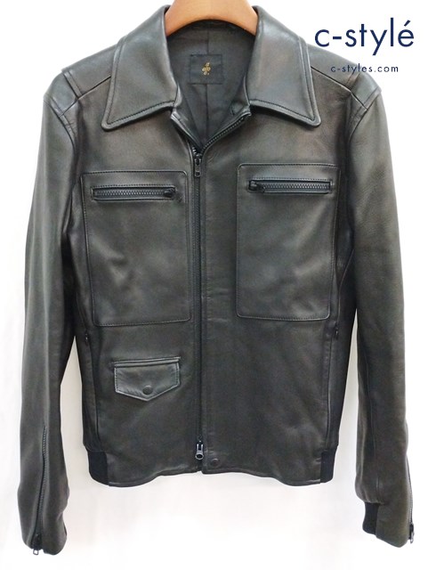 ato アトウ レザージャケット 46 ブラック AM18A-B01 羊革 ジップアップ