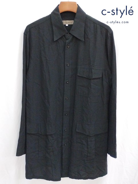 Y’s for men ワイズフォーメン ロングシャツ 2 ブラック MZ-M10-215 長袖 レーヨン100%