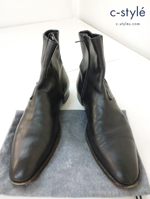 ato アトウ サイドジップブーツ 9 ブラック レザー