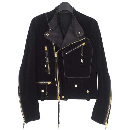 QL Mansion Maker(キューエルマンションメーカー) 17AW ゴートスキン スウェード レザー ダブル ライダースジャケット 黒 ブラック