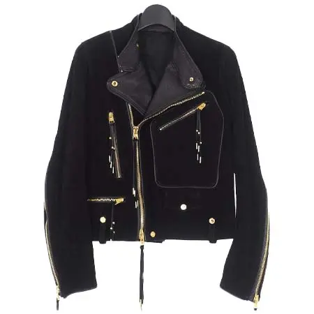 QL Mansion Maker(キューエルマンションメーカー) 17AW ゴートスキン スウェード レザー ダブル ライダースジャケット 黒 ブラック