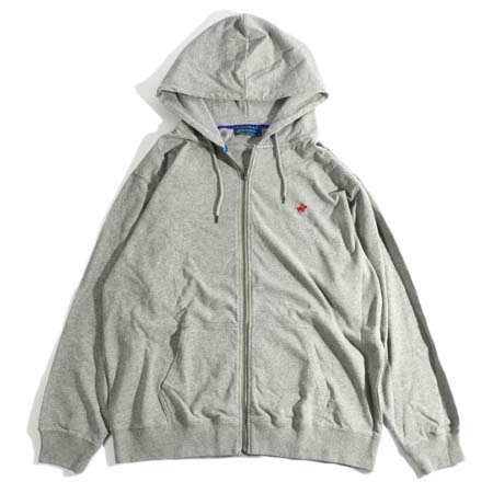 BEVERLY HILLS POLO CLUB(ビバリーヒルズポロクラブ) ルーズシルエット ヘビーウェイト ワンポイント ロゴ刺繍 ジップ パーカー