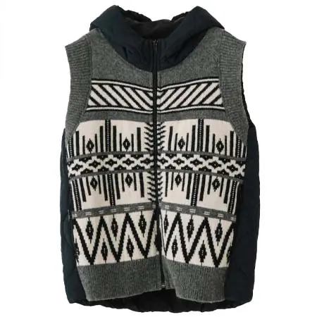 blanc basque(ブランバスク) JQニット x 中綿キルティング　前後異素材切替えフードベスト[BB35-712]