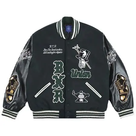 BORN X RAISED(ボーンアンドレイズド) BORN X RAISED + UNION GENTS OF DESIRE LETTERMAN JACKET COL：EMERALD / CREAM