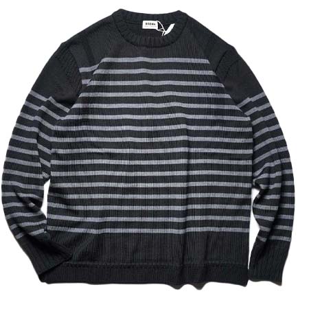 BRENA(ブレナ) PECHEUR PANEL BORDER Knit (Black×Charcoal)
