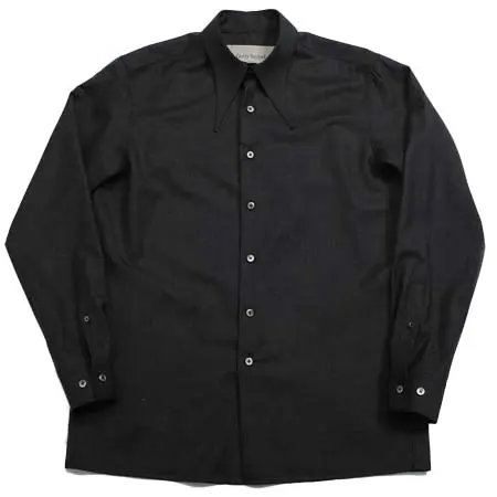 Casely-Hayford(ケイスリーヘイフォード) ロングカラーシャツ DILLON サマーウール チャコールグレー