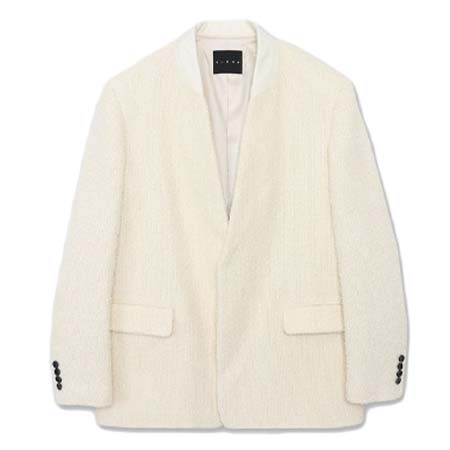 CINOH(チノ) ツイードノーカラージャケット[WHITE]