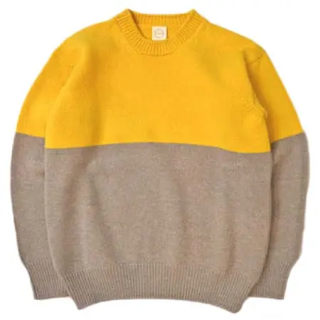 Country of Origin(カントリーオブオリジン) バイカラークルーネックセーター DOUBLE BLOCK SWEATER YELLOW