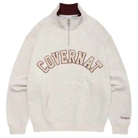 COVERNAT(カバーナット) Arch Logo Half Zip Up Man to Man Oatmeal
