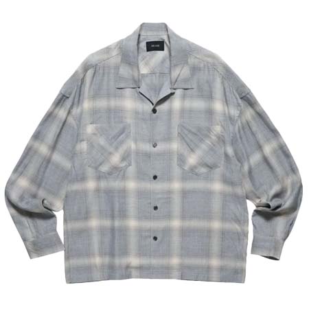 Deluxe Clothing(デラックスデラックスクロージング) PONTIAC/レーヨンチェック柄長袖 オープンカラーシャツ/GRAY
